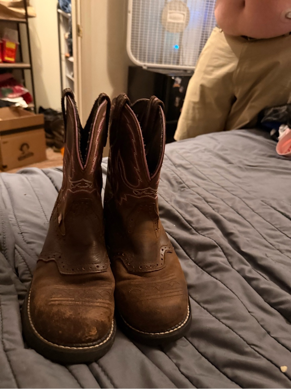 Justin Boots Distressed Brown Leather Pull-On Ankle Booties